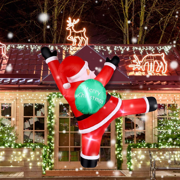 TAPIT 6 Ft Christmas Inflatables Santa Claus Outdoor Decorations, Climbing Santa Claus Outdoor Blow Up Christmas Decorations with Built-in LEDs for Roof Outdoor Indoor Window Wall (A) - A