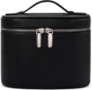 Makeup Bag Travel Makeup Bag with Compartments and Handle Portable Toiletry Bag for Women - Black