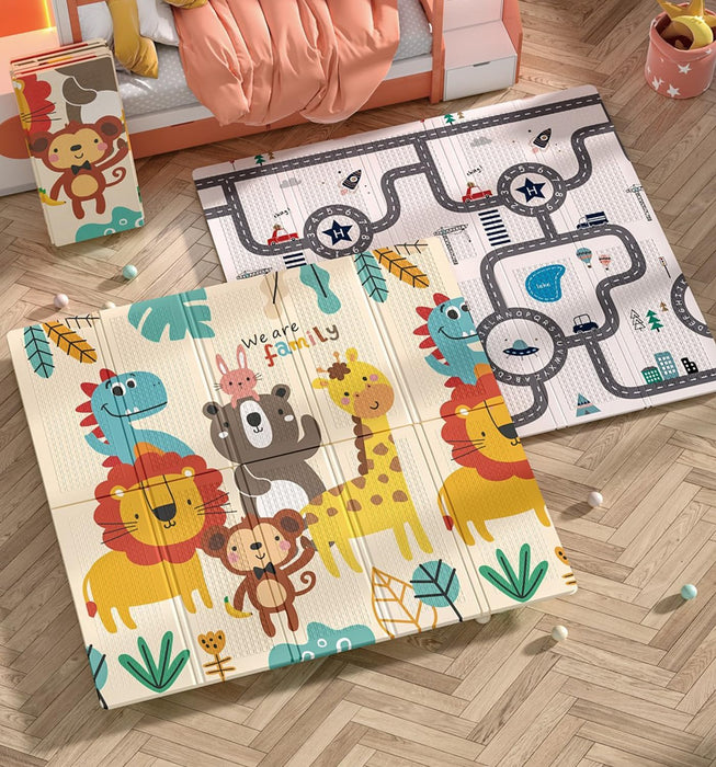 AM ANNA Baby Floor Play Mat, 0.6 in Thicker Reversible Foldable Baby Play Mat,Extra Large Play Mat for Baby Waterproof Non Toxic Anti-Slip Reversible Foam Playmat for Baby Toddlers Kids(79"x71")