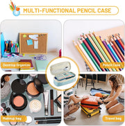 Large Capacity Pencil Case Pouch, Cute Aesthetic Big Capacity Zipper Pencil Cases Pen Portable Office Stationery Makeup Bag, Desk Organizer for College Adults Women Men, Navy Blue
