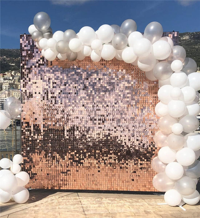LuoluoHouse Shimmer Wall Panel Sequin Backdrop Panels 12 Packs-Iridescent Silver Backdrop for Graduation Anniversary Backdrop Wall Backdrops Engagement Decoration