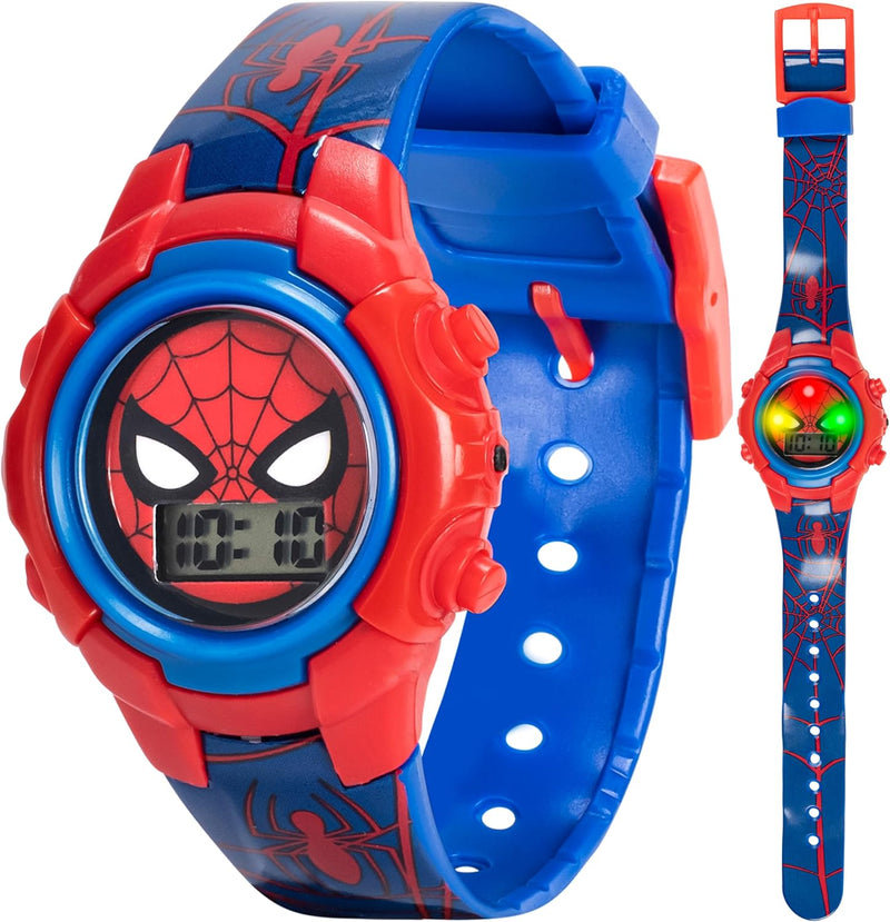 Accutime Kids Marvel Spider-Man Digital Quartz Plastic Watch for Boys & Girls with LCD Display - Red/Blue 3