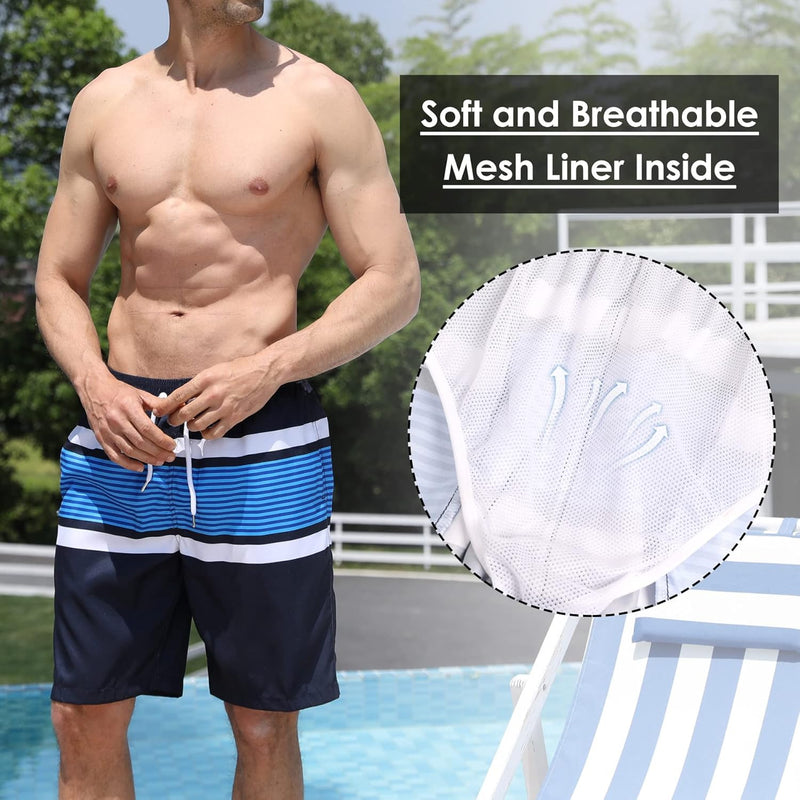 Maeau Men Swim Beach Shorts Quick Dry Swimming Trunks Drawstring Surfing Board Shorts