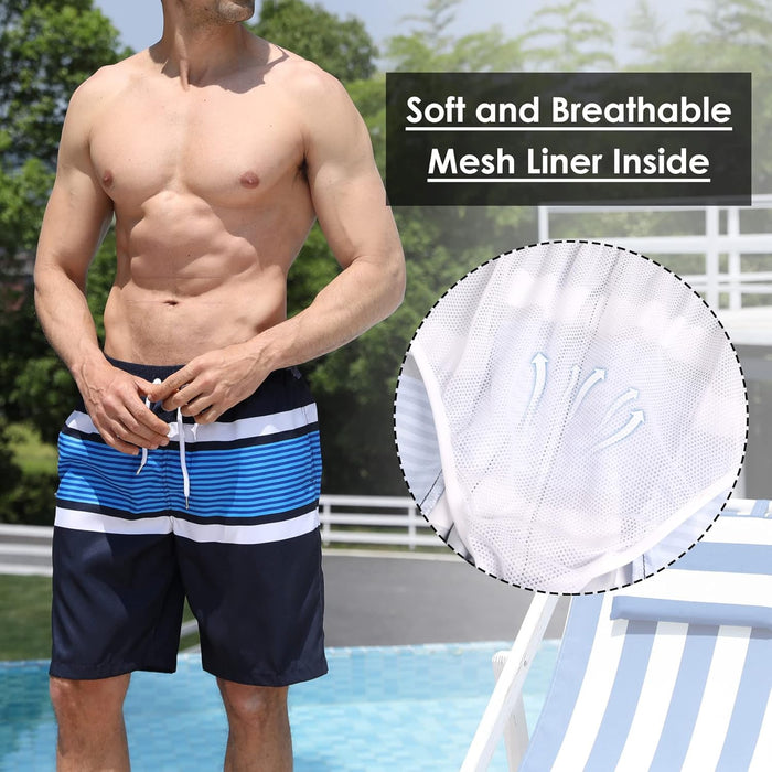 Maeau Men Swim Beach Shorts Quick Dry Swimming Trunks Drawstring Surfing Board Shorts