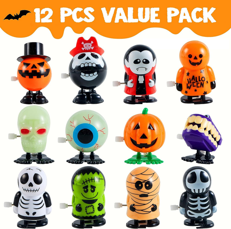 JOYIN 12 PCS Halloween Wind Up Toy Assortments for Halloween Party Favor, Halloween Toys for Kids, Goody Bag Filler,Treat Bag Stuffers