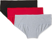 Womens Slim Fit Solid Hipster Panties -Pack of 3 (DCWPAP03C09L40) - Black, Ruby, Light Grey Melange