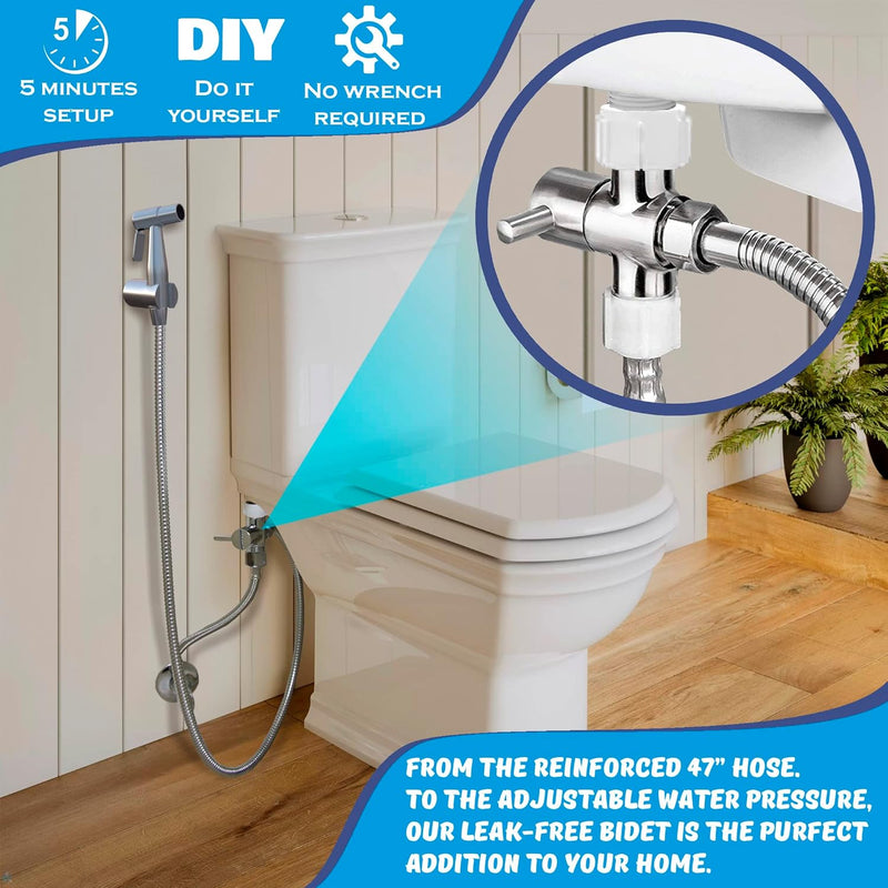 AVAbay 70-Inch Bidet Hose - Long Shower Head Stainless Steel Hose Bathroom Toilet Handheld Showerhead Sprayer Extension Replacement Part with Brass Coupler, Polished Chrome