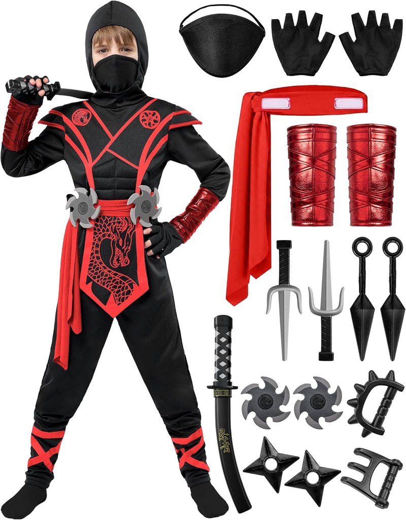 Spooktacular Creations Dragon Ninja Costume for Kids Halloween Party, Ninja Outfit Set, Carnival Costume Party
