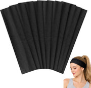Styla Hair 10 Pack Stretch Headbands Non-Slip Head Wraps Great for Sports, Yoga, Pilates, Running, Gym, Workouts, Baseball, Casual Wear, Gifts & More - Black