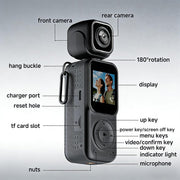 Angju 4K Pocket Vlogging Camera with Dual Screen & 3-Axis Gimbal Stabilizer, Handheld Portable Video Camera with WiFi, Face Tracking, 270 Rotation & 64GB SD Card