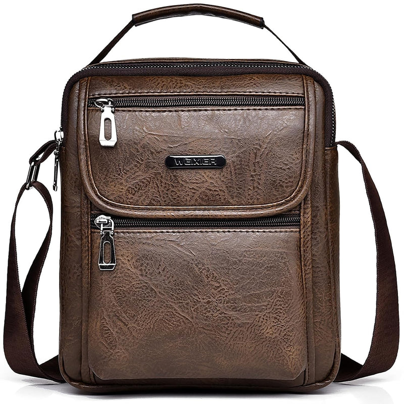 Shoulder Bag Men's Crossbody Manbag Leather Messenger Casual Handbags Side Satchel Sling Travel Flight Bags Cross Leather Sport Bags for Men Working Shopping Business Travel Daily