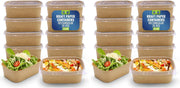 Disposable 25-Pack Kraft Paper Containers 500 ml with Lid, Rectangular Disposable Bowls, Sturdy Food Salad Containers, Eco-Friendly Takeaway Lunch Boxes, Microwave Safe, Heavy Duty Meal Prep Box - Brown (Pack 25) 750 ml (Pack of 2)
