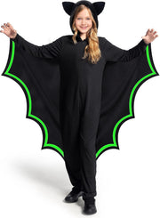 Spooktacular Creations Halloween Kid Bat Costume Glow in the Dark, Bat Wings Costume, Black Jumpsuit for Boy, Girls