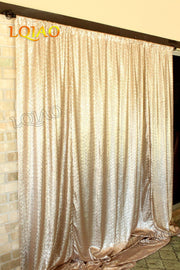 LQIAO 2 Panels Light Gold Sequin Backdrop Glitter Fabric for Wedding Birthday Parties Shimmer Wall-2x8ft