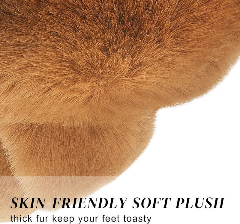 Women's Cross Band Slippers Soft Plush Furry Cozy Open Toe House Shoes Indoor Outdoor Faux Rabbit Fur Warm Comfy Slip On Breathable