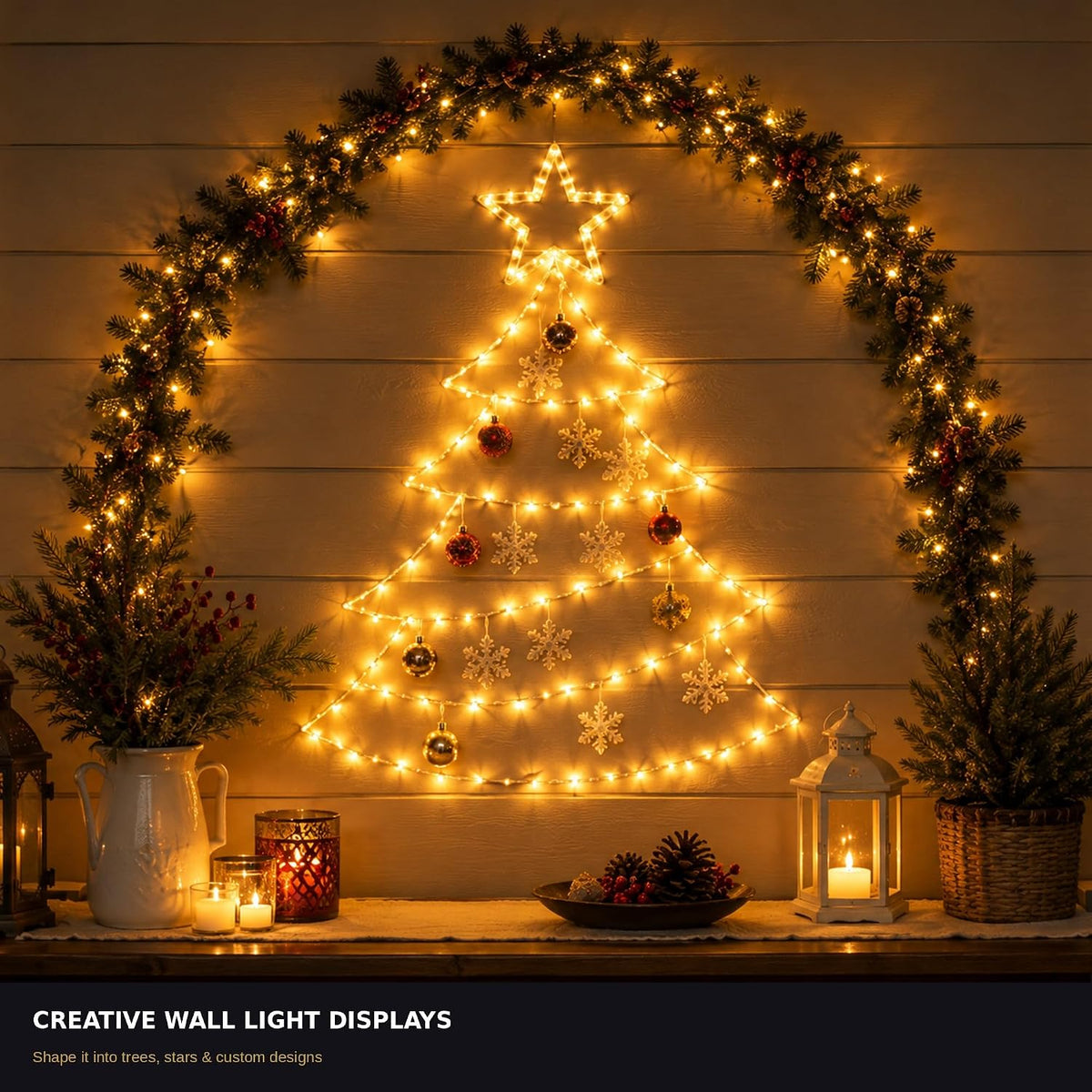 Christmas Lights,50M 500 LED Christmas Tree Lights, Warm White String Lights, 8 Lighting Modes, Christmas Decorations for Bedroom, Gardens, Balcony, Wedding and Party,Diwali, – image 7