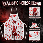4 PCS Halloween Butcher Costume Set for Men, Adults and Teenagers Bloody Apron, Knife Headband and Sticker, Scary Halloween Costumes, Horror Chef Cosplay Outfit