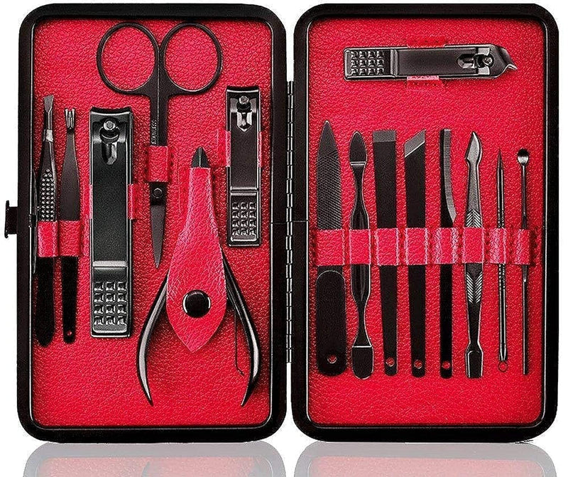 Generic Nail Clipper Set 15 In 1, Nail Swing Out Cleaner File Popular Gifts For Men & Women- Best Nail Care For Manicure Pedicure Home & Travel Manicure Set Red, Black, 11 X 7 X 2 Cm