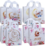 50 Pcs Halloween Treat Bags with Handles Halloween Goodie Bags for Kids,Trick or Treat Candy Gift Bags,Plastic Tote Goody Bags for Party Favors Supplies - White 29x27x12cm-8pcs