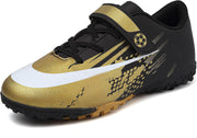 Boys Soccer Shoes Kids Girls Astro Turf Trainers Firm Ground Cleats Football Boots Outdoor Sneakers Athletic Sport Shoes Teenager Professional Football Shoes - Black/Gold