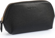 Genuine Leather Makeup Bag Cosmetic Pouch Travel Organizer Toiletry Clutch - Black