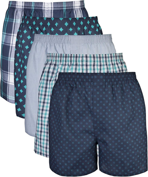 mens Woven Boxers, Multipack Boxer Shorts (pack of 10) - Assorted Navy (5-pack)