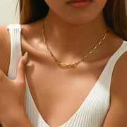 Dainty Chain Necklace for Women 18K Gold Plated Coin Disc Choker Necklaces Simple Satellite Beaded Twisted Chain Necklace Delicate Thin Paper Clip Necklaces Everyday Jewelry - Square Chain-Gold