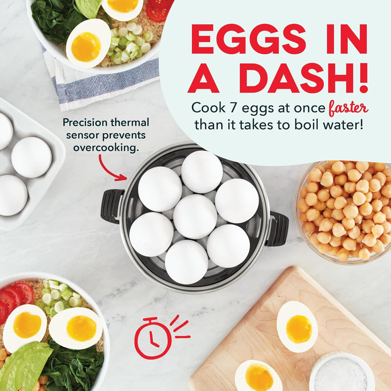 DASH Rapid Egg Cooker: 7 Egg Capacity Electric Egg Cooker for Hard Boiled Eggs, Poached Eggs, Scrambled Eggs, or Omelets with Auto Shut Off Feature - Aqua