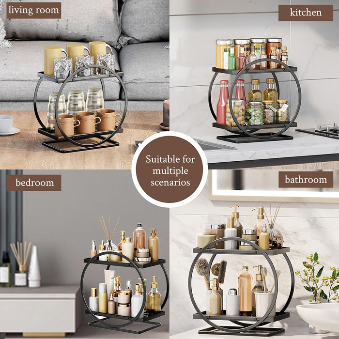 SYAMEET Makeup Organizer,High-Capacity Skincare Make Up Storage,Bathroom Counter Organizer Countertop Storage, 2 Tier Cosmetic Display Tray for Cosmetic, Skin Care,Perfume,Makeup Brushes, Lipsticks.