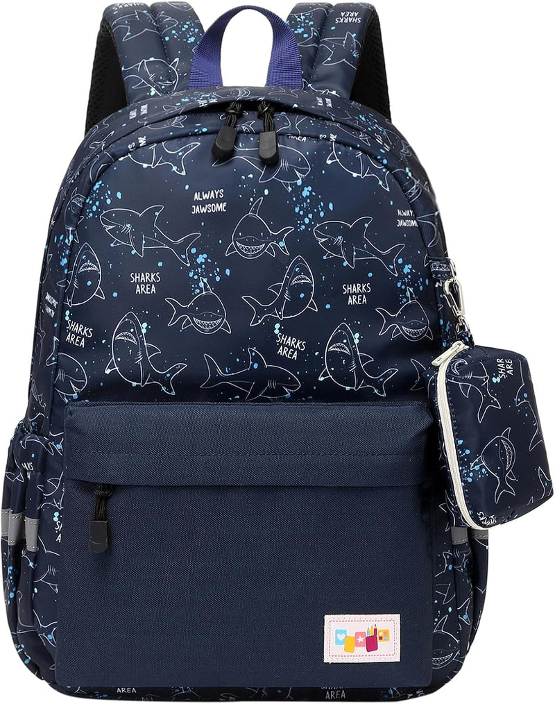 unisex-child Preschool Backpack, Little Kid Backpacks for Boys and Girls With Chest Strap Luggage- Kids Luggage - Shark Blue