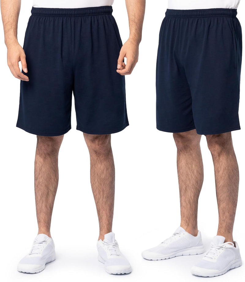 mens Eversoft Cotton Shorts With Pockets (S - 4xl) Casual Shorts - 2 Pack - Navy