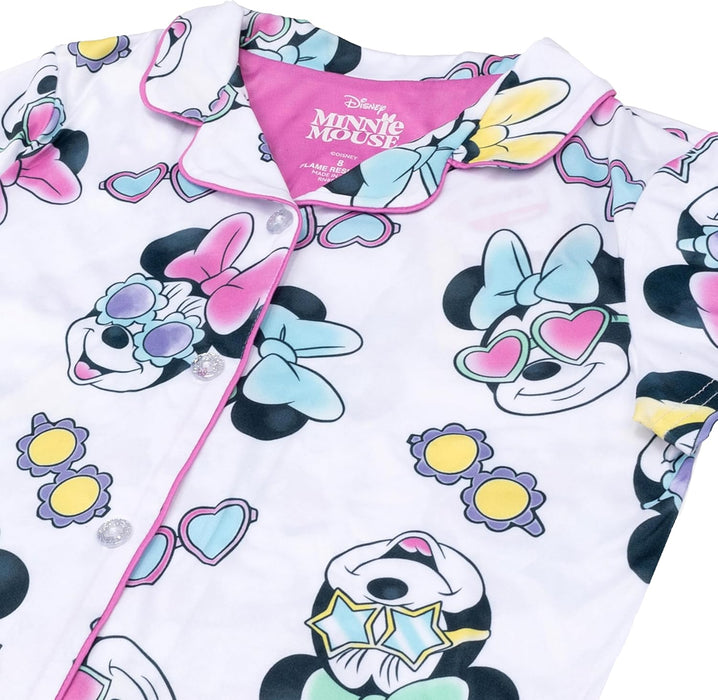 Disney girls 2-piece Loose-fit Button Down Pajama Set, Soft & Cute for Kids Pajama Set (pack of 2)