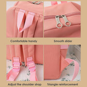 School Canvas Backpack, 4 Pieces, Pink, Large, unisex child