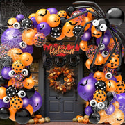 Halloween Decor Balloon, 126 PCS Halloween Balloon Garland Arch Kit, Eye Balloons with Spider Web, Bats, Purple, Orange, Black Balloons for Halloweens Birthday Party Supplies Decorations