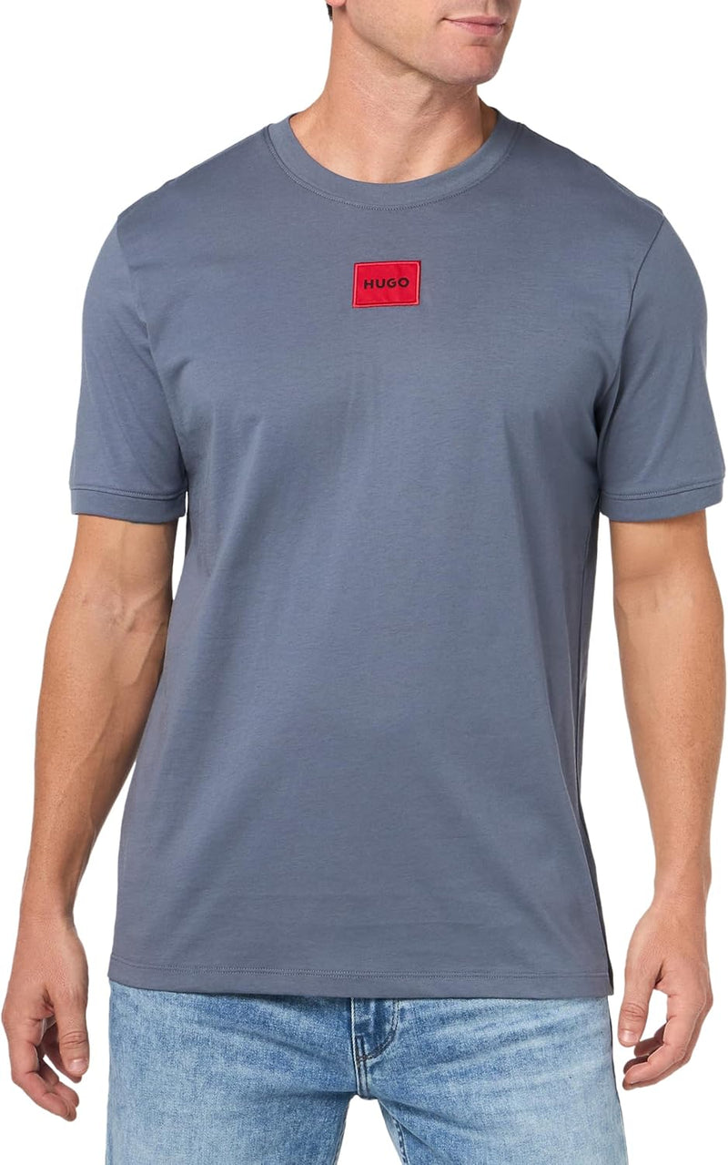 mens Ribbed Crew Neck Regular Fit Center Logo T-shirt T-Shirt - Amalfi Blue