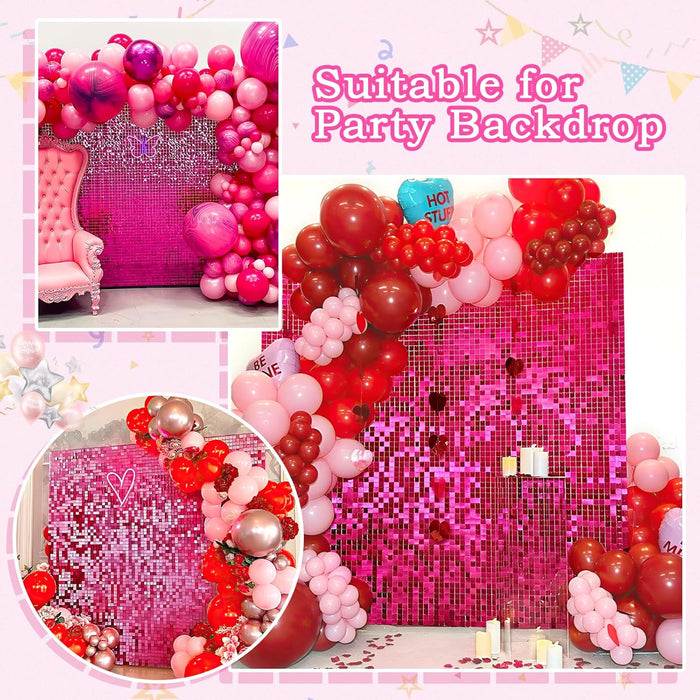 B-COOL Shimmer Wall Backdrop Sequin Wall Panels Pack of 24 Light Gold Glitter Backdrop Panel for Birthday Home Anniversary Engagement Bachelorette Parties Decorations