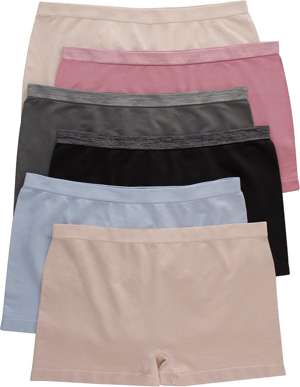 womens Underwear Pack, Comfortflex Fit Panties, Seamless Underwear for Women, 6-pack Boy Short Panties (pack of 6) - Assorted Colors