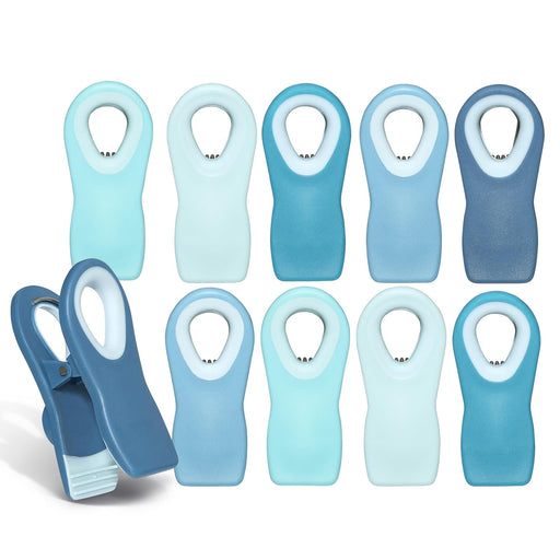 COOK WITH COLOR 10 Pc Bag Clips with Magnet- Food Clips, Chip Clips, Bag Clips for Food Storage with Air Tight Seal Grip for Bread Bags, Snack Bags and Food Bags (Bright Blue)