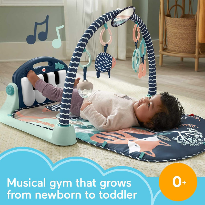 Fisher-Price - Play Blanket Activity Blanket Play Centre for Newborns with Piano Music Toys & Toys to Play in the Prone Position, Navy Blue Baby Toy from Birth, Amazon HKX37 Only