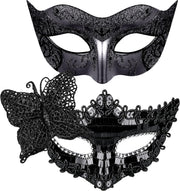 Couple Masquerade Masks Set Venetian Party Mask Costume Mask - Black Sequins