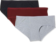 Womens Slim Fit Solid Hipster Panties -Pack of 3 (DCWPAP03C09L40) - Beet Red, Navy, Light Grey Melange