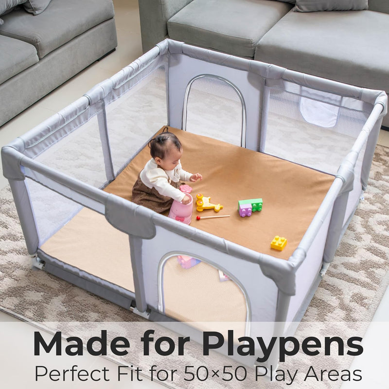 Primica Padded Play Mat for Baby - Large Soft Foam Mat for Floor with Plush Fabric - Safe, Comfortable & Durable Playmat for Babies & Toddlers - Easy to Clean