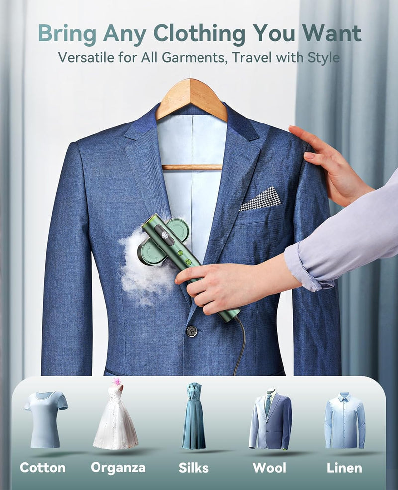 Handheld Garment Steamer with 100-220V Dual Voltage,3 Steam Levels Steam Iron with 1100W Power and 15s Fast Heat-Up for Home, Travel and Business