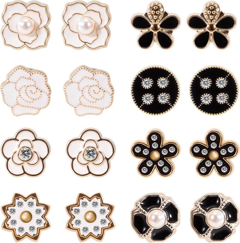 Jeesblsy Hijab Magnetic Pins, Needle-less Brooch with Strong Magnets Pack of 8, Clip Magnetic Brooches Handles, No Hole Pins for Women, Clothes, Scarves, Cardigans