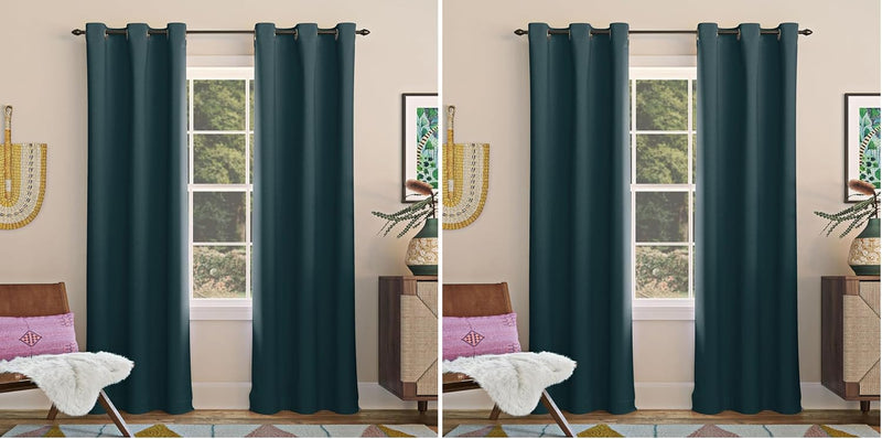 Sun Zero Easton Blackout Energy Efficient Grommet Curtain Panel, Pearl , 40" x 120" , 57796 - Teal 101.6W x 274.3L cm (1 Panels) (Pack of 2)
