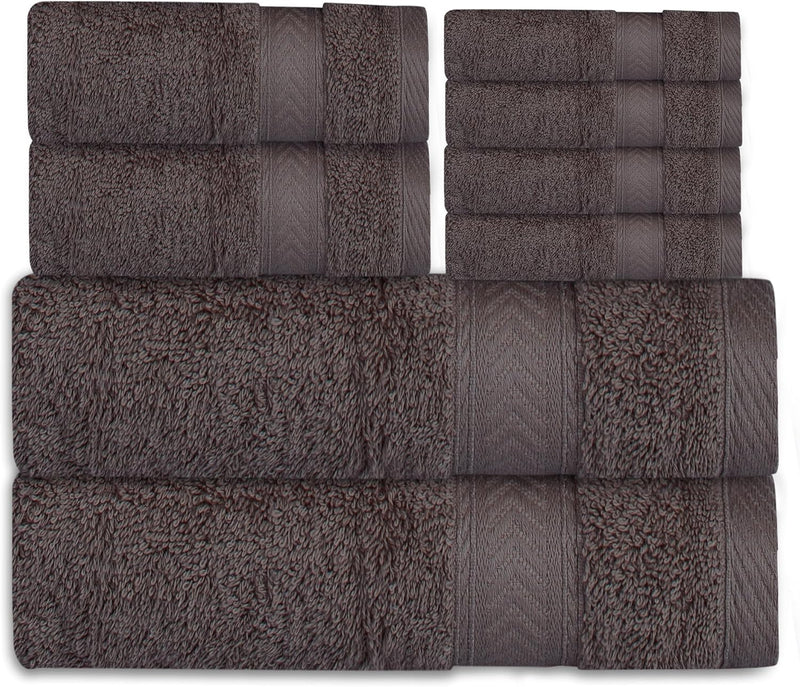 Cannon Bath Towel, 70x140 cm, 8 Piece Set, 2 Piece of 70x140cm bath towel, 2 Piece of 41x71cm Hand Towel & 4 Piece of 33x33cm Wash Cloth,100% Cotton for Bathroom, Spa & Gym (LINEN)