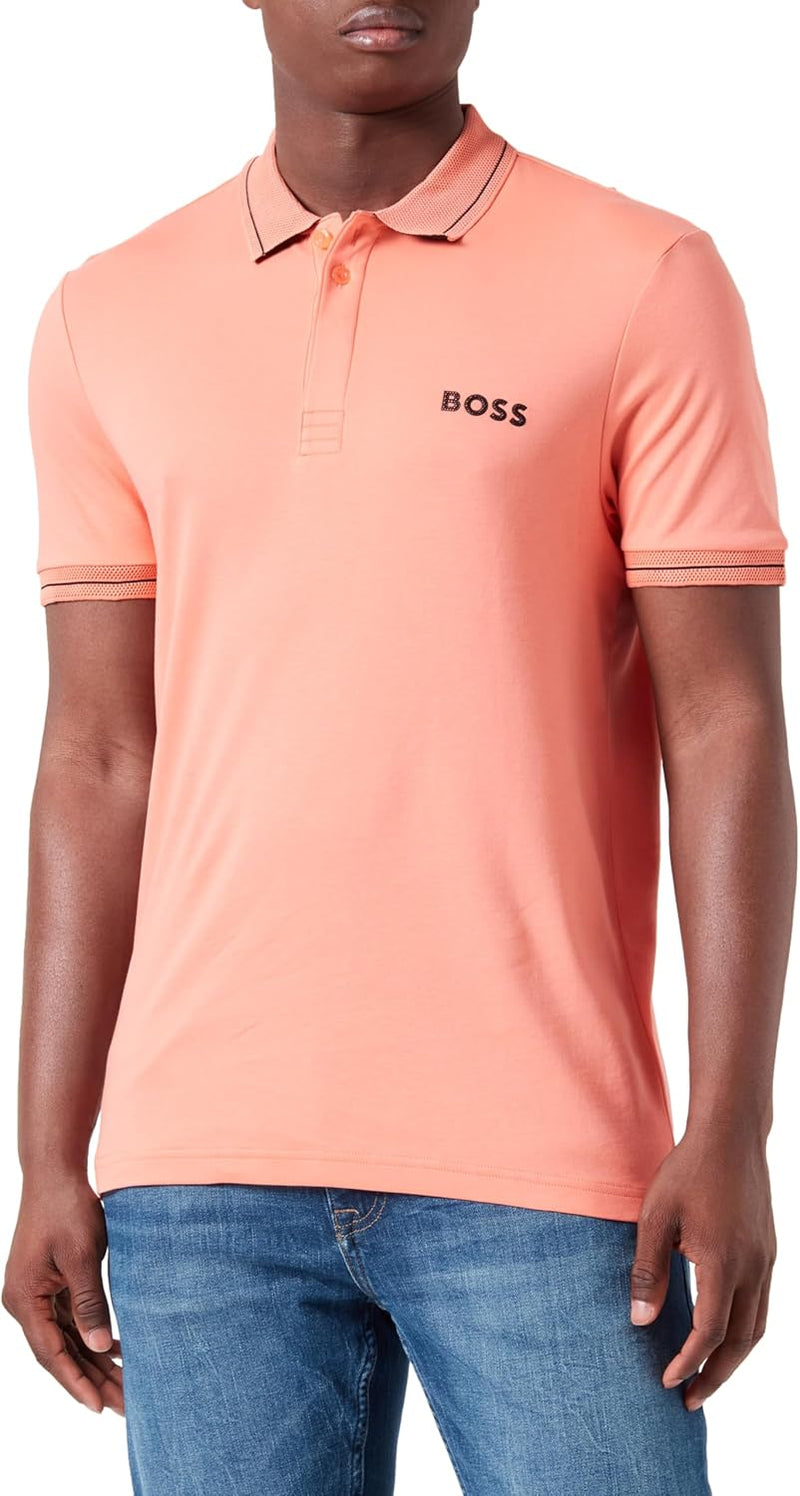 BOSS Men's Paule 1 Slim-Fit Interlock Cotton Polo Shirt with Mesh Logo