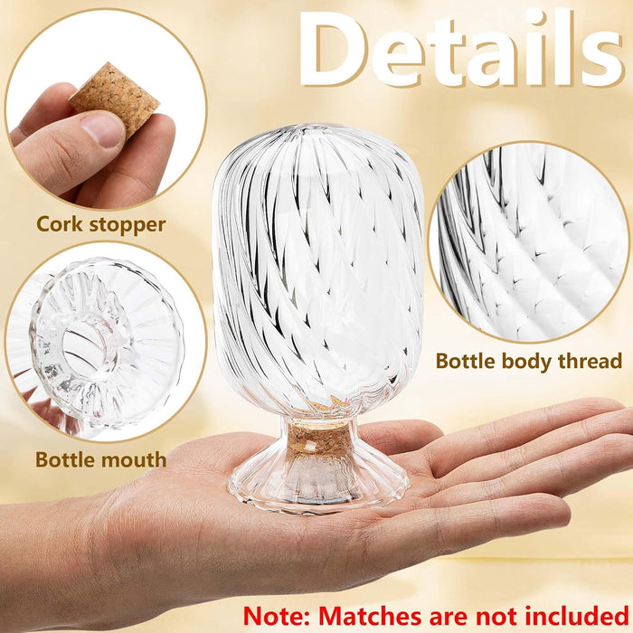 Tazweeq Helix Shaped Match Holder, 3.5 Inch Glass Matches Cloche, Upside Down Match Holder Jar for Scented Candle on Dining Table, Fireplace, Bathroom Decoration