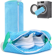 MOMENT Large Shoe Washing Machine Bag, 38x18cm Chenille Microfiber Sneaker Laundry Bag, 360 Scrubbing Deep Cleaning Reusable Shoe Washing Bags for Trainers, Sport Running Shoes (Yellow) - Blue Jumbo