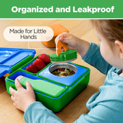 OmieBox Kids Insulated Leakproof Bento Lunch Box with Food Jar (Monster Blue)